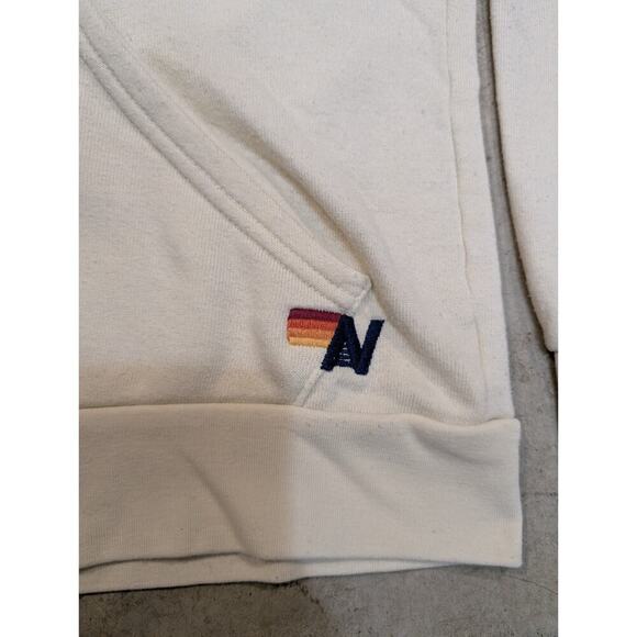 Aviator Nation Cream Hoodie with Colorful Sleeve Design - Picture 3 of 10